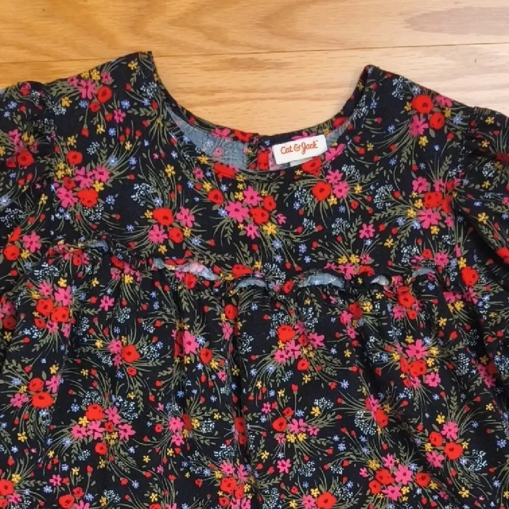Cat & Jack Long Sleeve Boho Floral Tiered Dress Size XL 14/16 EUC